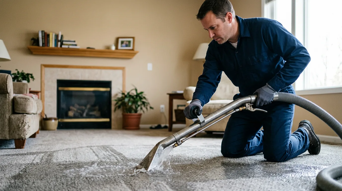Water damage restoration technician working near Four Oaks, NC